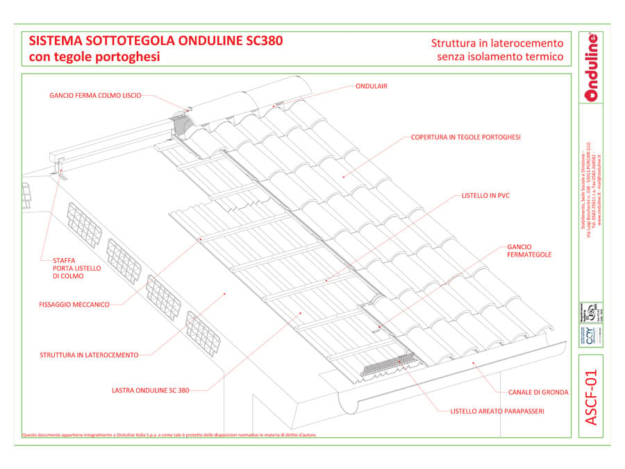 Supporto in laterocemento senza isolante con tegole portoghesi