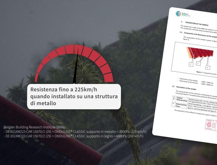 capacità di resistenza delle lastre ONDULINE al vento forte